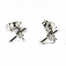 Cross studs silver earring with one CZ
