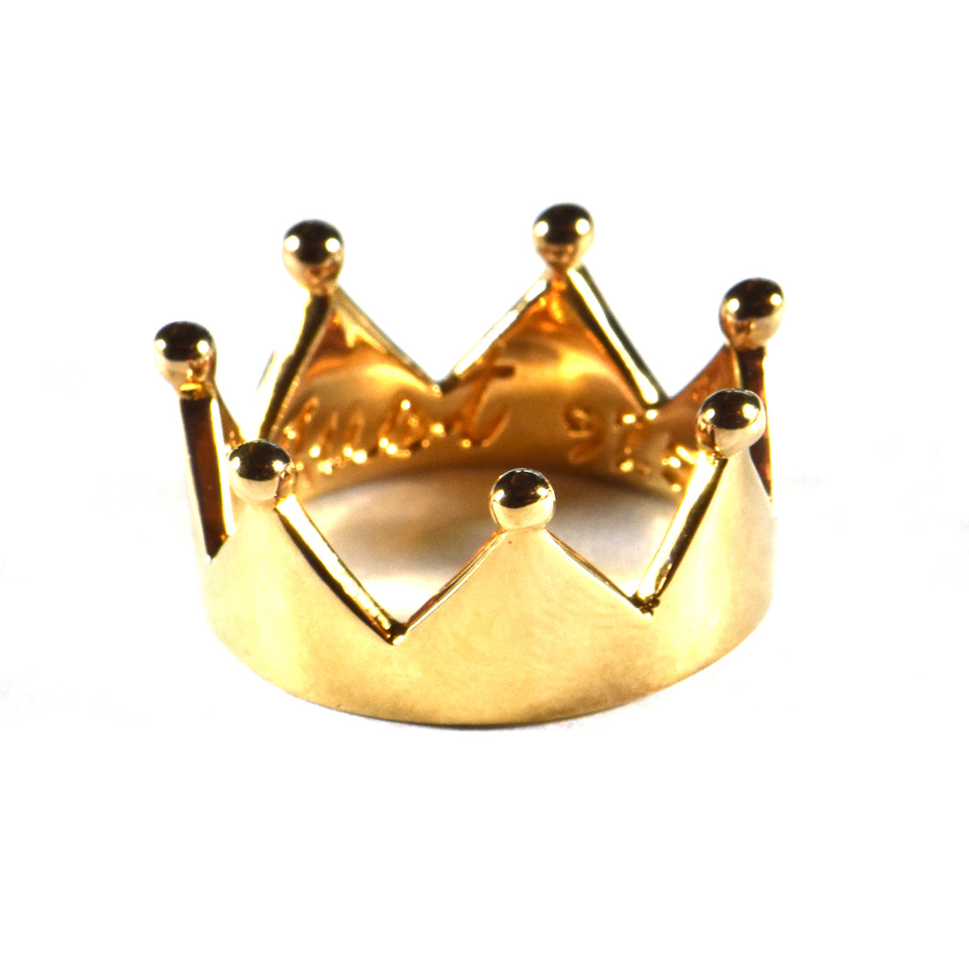 Crown silver ring with 18K gold plating