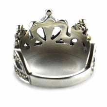 Crown silver ring with marcasite