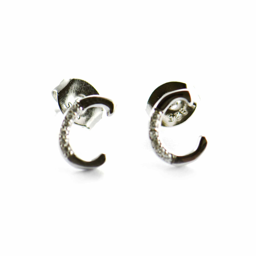 C silver earring with CZ