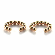 Cuff silver earring with ball pattern & pink gold plating