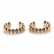 Cuff silver earring with ball pattern & pink gold plating