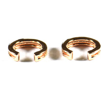 Cuff silver earring with round of CZ & pink gold plating