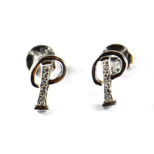 P silver earring with white CZ