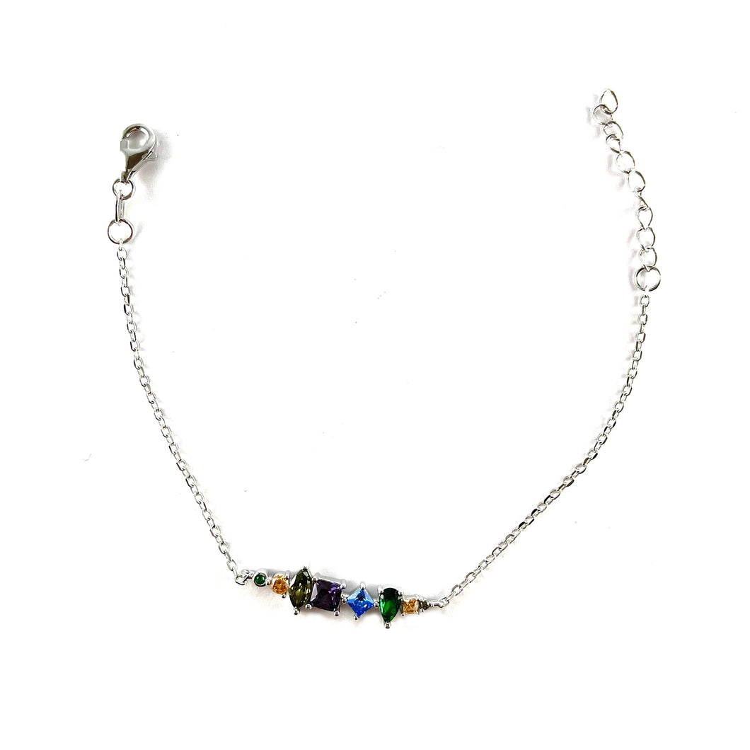 Different shape & color CZ silver bracelet