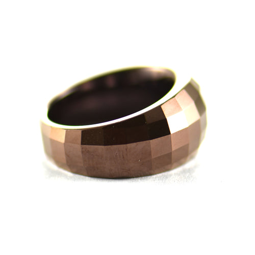 Disco ball stainless steel ring with brown plating