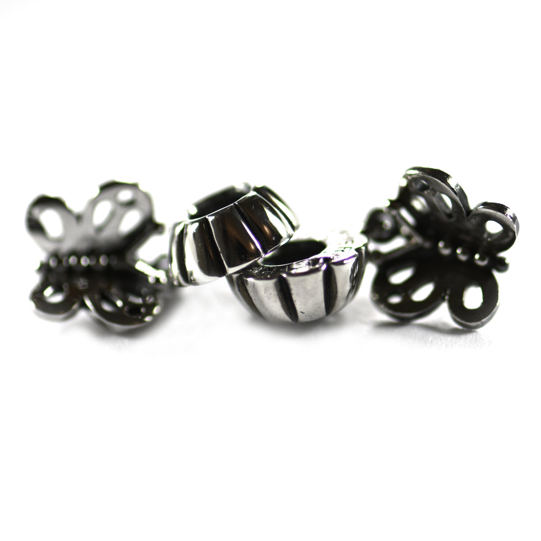 Double butterfly silver beads