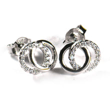 Double circle silver studs earring with CZ