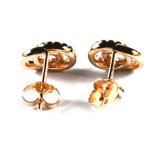 Double circle silver studs earring with CZ & pink gold plating