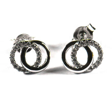 Double circle silver studs earring with CZ