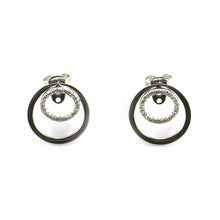 Double circle studs silver earring with CZ