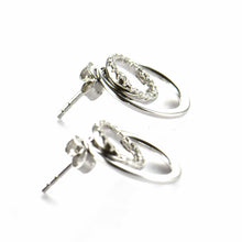 Double circle studs silver earring with CZ