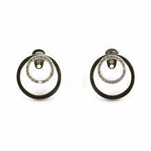 Double circle studs silver earring with CZ