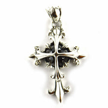 Double cross silver pendant with black CZ