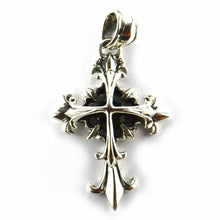 Double cross silver pendant with green CZ