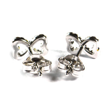 Double heart silver studs earring with white CZ