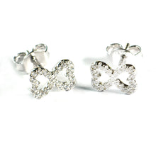 Double heart silver studs earring with white CZ