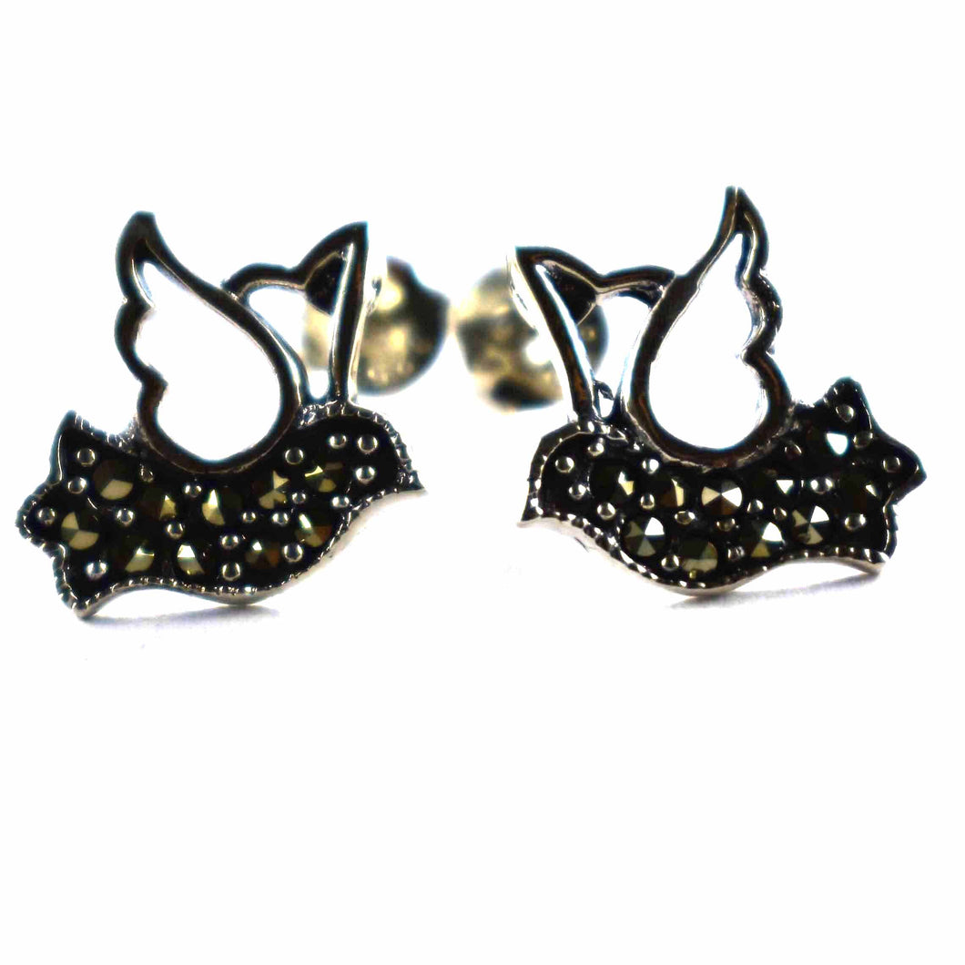Dove silver studs earring with marcasite
