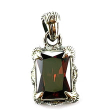Dragon claw silver pendant with red CZ
