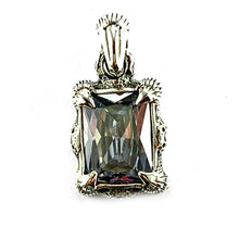 Dragon claw silver pendant with white CZ