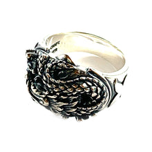 Dragon silver ring with oxidizing