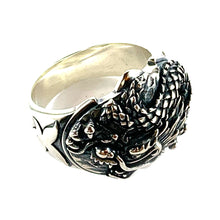 Dragon silver ring with oxidizing