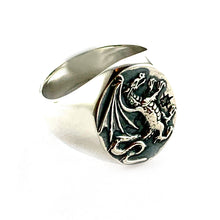 Dragon silver ring with white CZ