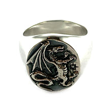 Dragon silver ring with white CZ
