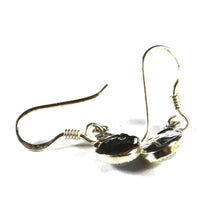 Drop hook silver earring with marcasite & mother of pearl