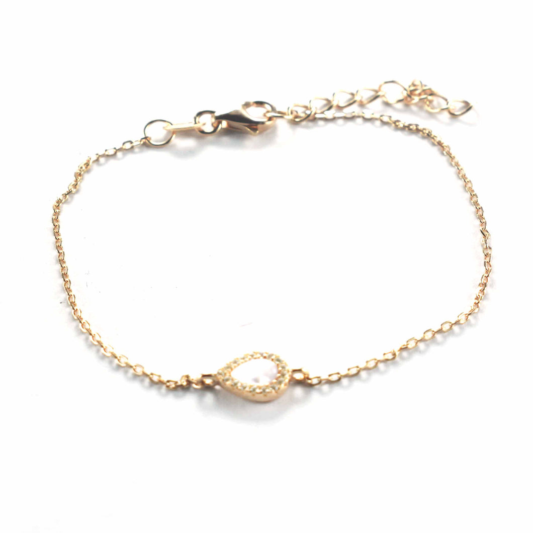 Waterdrop silver bracelet with mother of pearl & pink gold plating