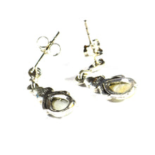 Drop silver earring with mother of pearl & marcasite