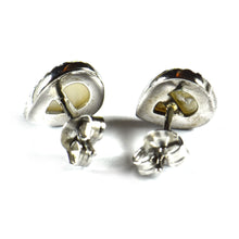 Drop silver studs earring with mother of pearl & CZ