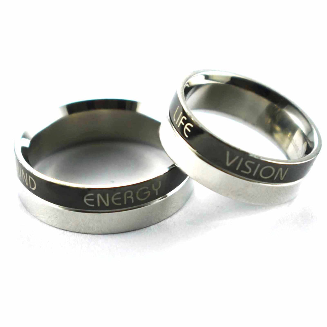 Energy Life Vision Sense Mind stainless steel couple ring
