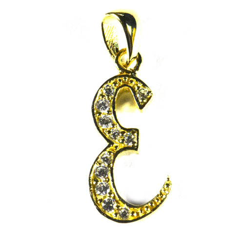 E silver pendant with 18K gold plating
