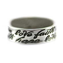 Faith Hope Love silver couple ring