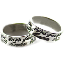 Faith Hope Love silver couple ring