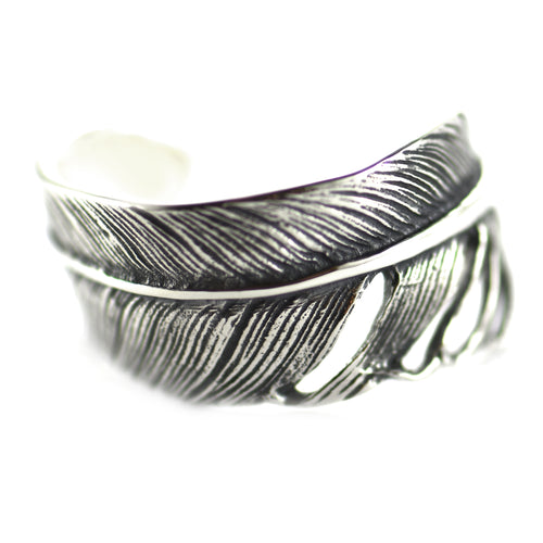 Feather silver ring