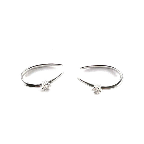 Fish hook silver earring