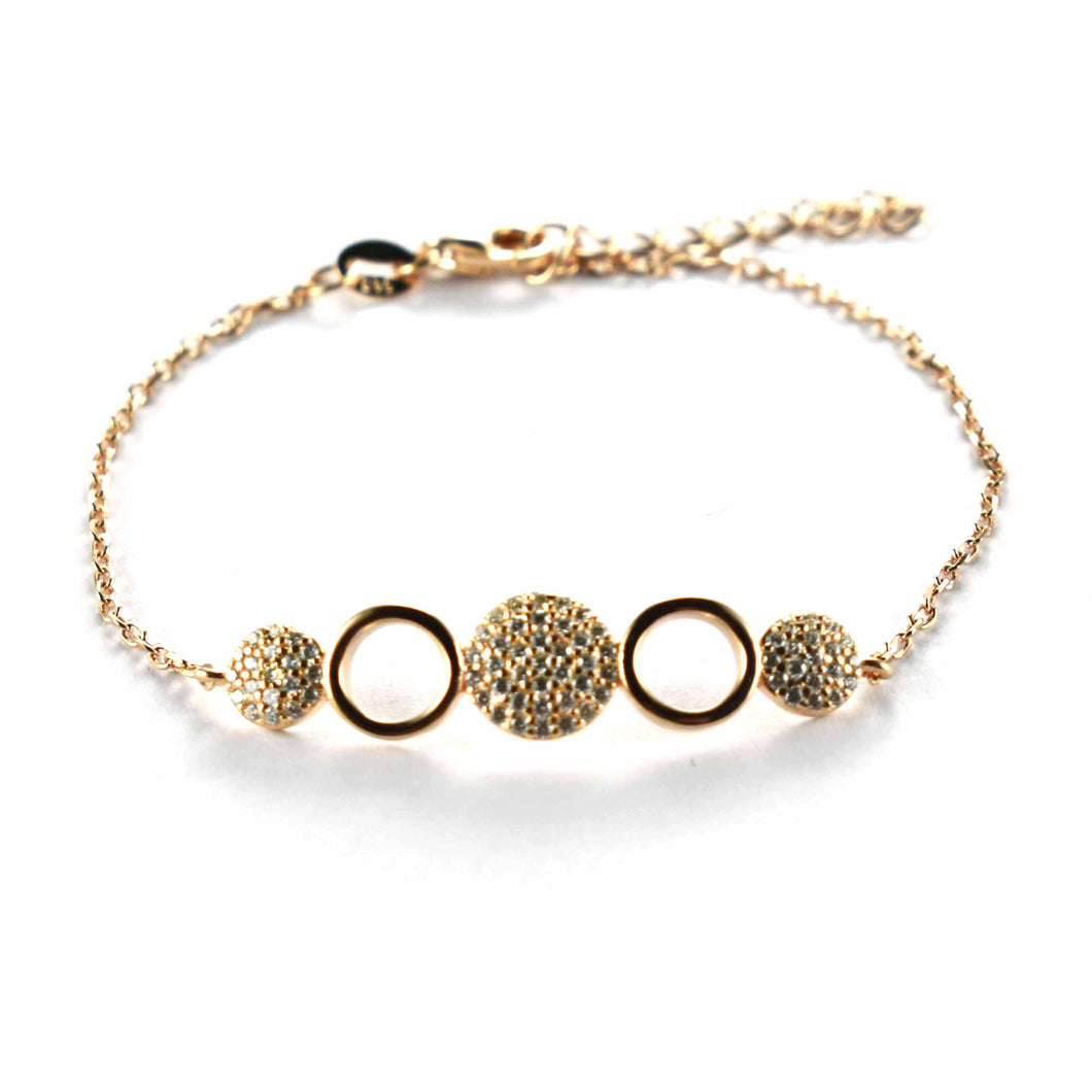Five circle silver bracelet with pink gold plating