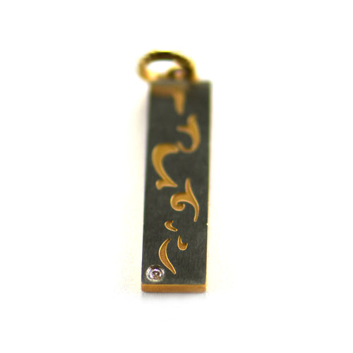 Flower pattern stainless steel pendant with pink gold plating