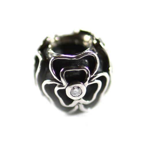 Flower silver beads with 3mm CZ