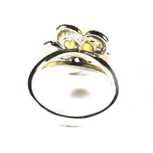 Flower silver ring with mother of pearl & marcasite