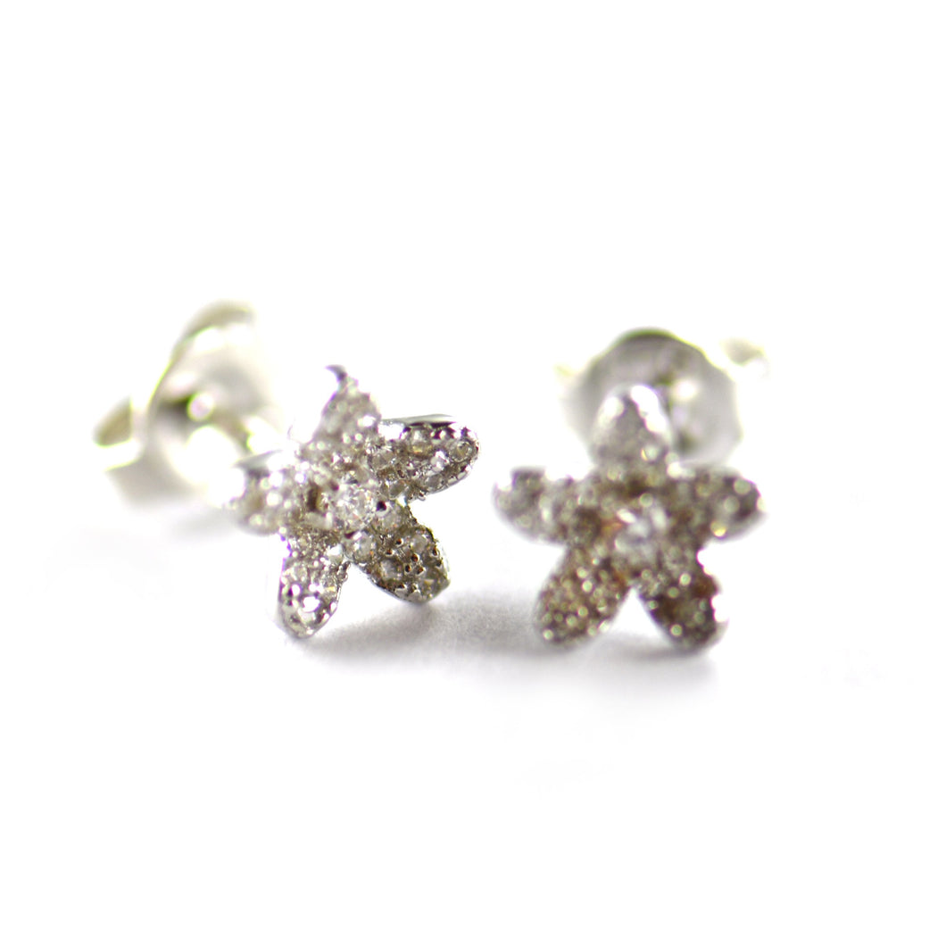 Flower silver studs earring with full of CZ