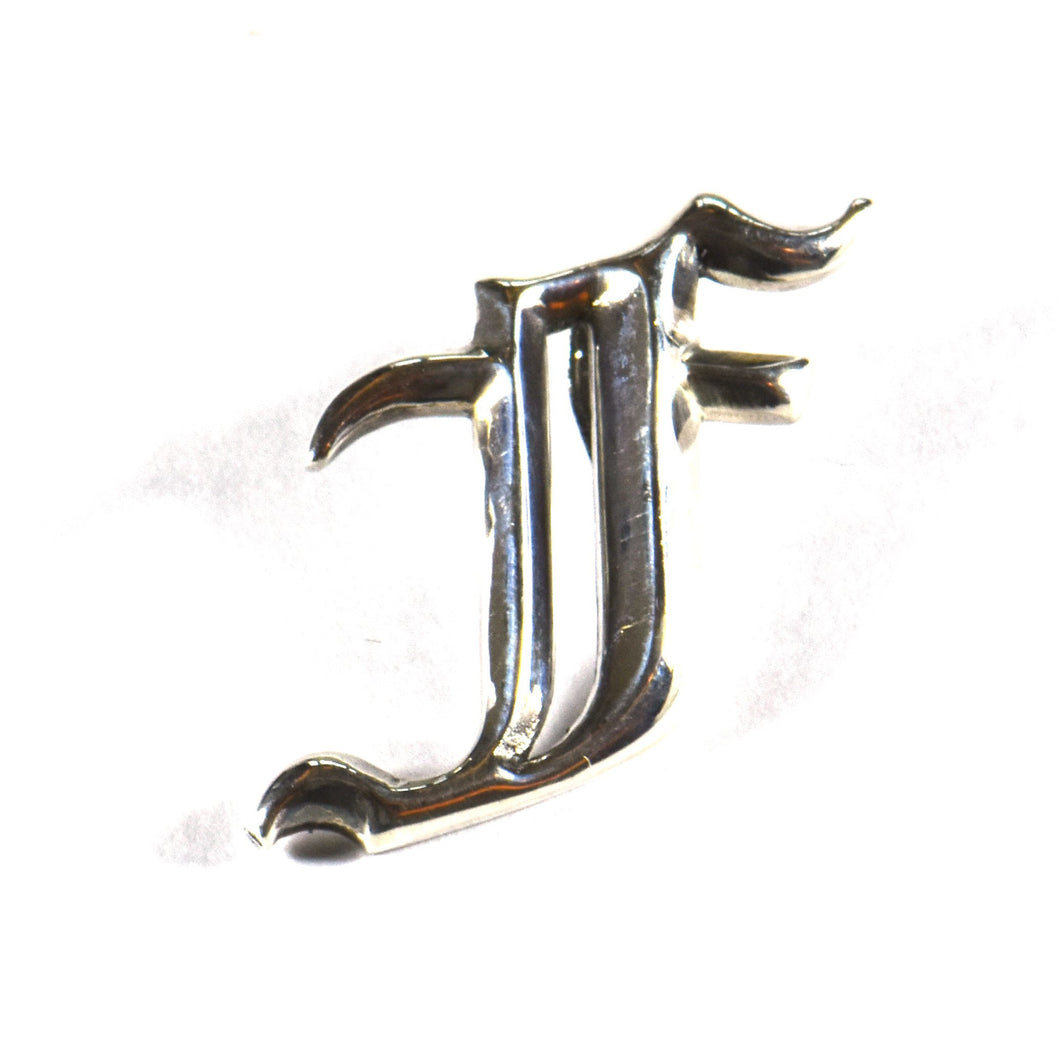F old english fonts silver pendant