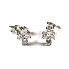 Four CZ silver studs earring
