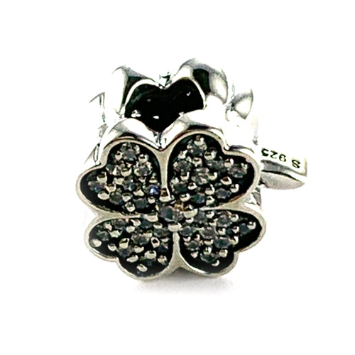 Four leaf clover silver beads