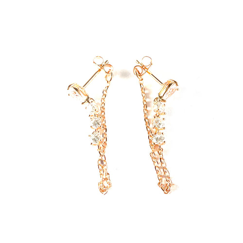 Four stone & chain with pink gold plating