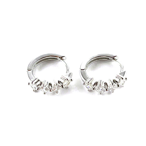 Four stone silver circle earring