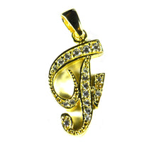 F silver pendant with 18K gold plating
