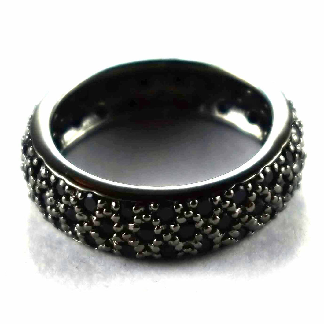 Full of small onyx with black rhodium silver ring